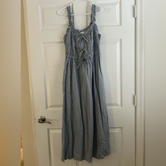 Landry Kate / Storia Kimber Blue Gingham Sleeveless Bow Ties Midi Dress Medium - Picture 2 of 11